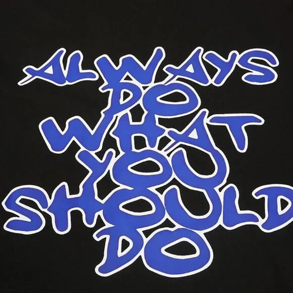 Always Black Graffiti Slogan Short Sleeve T Shirt